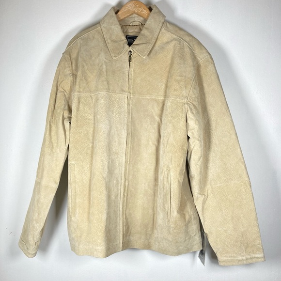Junction West Leather Jacket Men's Beige Size M - Picture 1 of 16